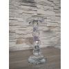 SZKLANY ŚWIECZNIK ZDOBIONY Glamour 19 x 9 cm ciężki masywny