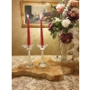 SZKLANY ŚWIECZNIK ZDOBIONY Glamour 19 x 9 cm ciężki masywny