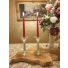 SZKLANY ŚWIECZNIK ZDOBIONY Glamour 19 x 9 cm ciężki masywny