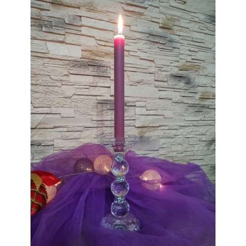 SZKLANY ŚWIECZNIK ZDOBIONY Glamour 19 x 9 cm ciężki masywny