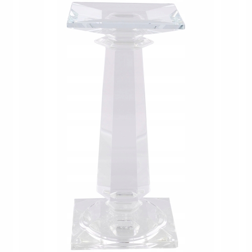 SZKLANY ŚWIECZNIK ZDOBIONY Glamour 19 x 9 cm ciężki masywny