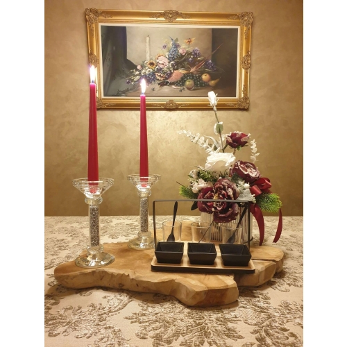 SZKLANY ŚWIECZNIK ZDOBIONY Glamour 19 x 9 cm ciężki masywny