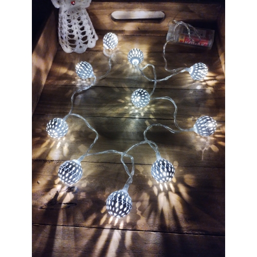 LAMPKI LED BOMBKI NA BATERIE GIRLANDA AŻUROWE BIEL