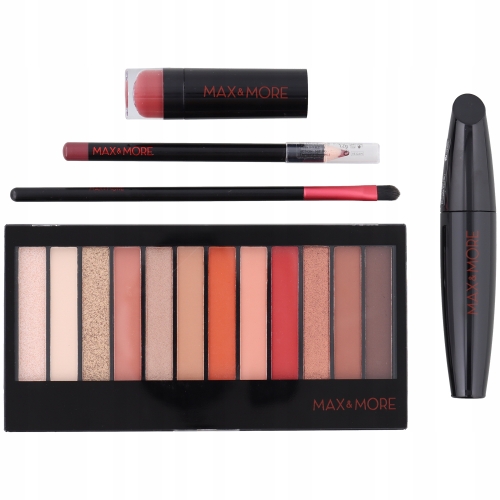 ZESTAW NA PREZENT MAKE UP KOLEKCJA CIENI VEGAN firma Max&More 32 elementy