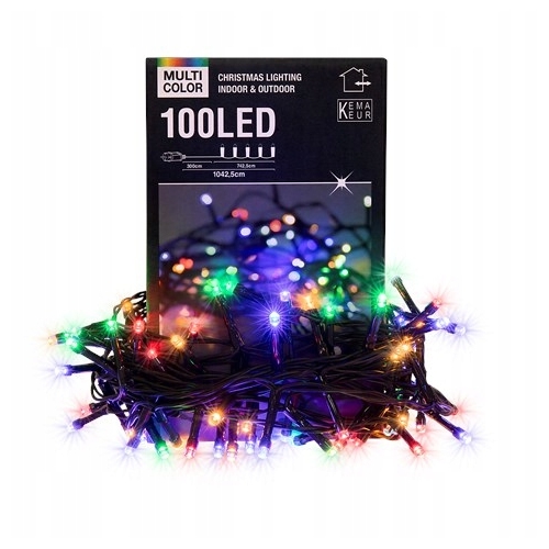 LAMPKI CHOINKOWE wewnętrzne zewnętrzne 1042,5 cm 100 Led MULTI KOLOROWE