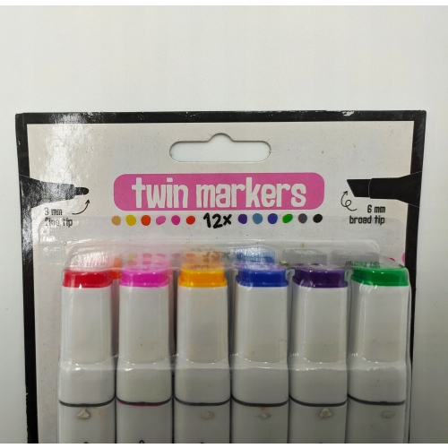 TWIN MARKERS PISAKI ALKOHOLOWE 12 SZTUK DWUSTRONNE