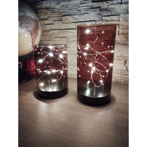 Tuby szklane z oświetleniem LED dekoracyjne 2 rozmiary kolor srebrny 20 cm