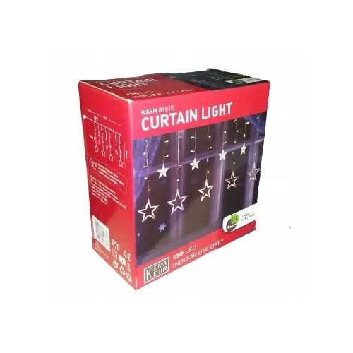 Gwiazdy Wiszące Lampki Choinkowe Kurtyna 130 x LED
