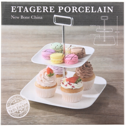 Etażerka Patera Porcelanowa Dwupoziomowa New Bone
