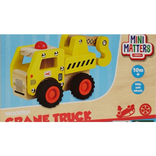 Samochód drewniany zabawka Mini Matters ZÓŁTY DŻWIG 10 x 7,5 x 16,5 cm FSC