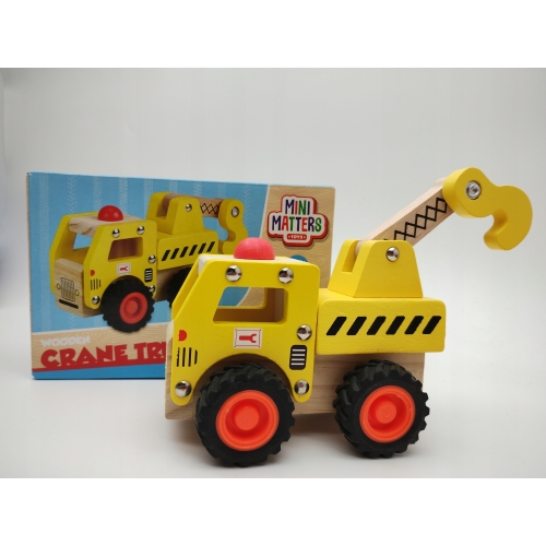 Samochód drewniany zabawka Mini Matters ZÓŁTY DŻWIG 10 x 7,5 x 16,5 cm FSC
