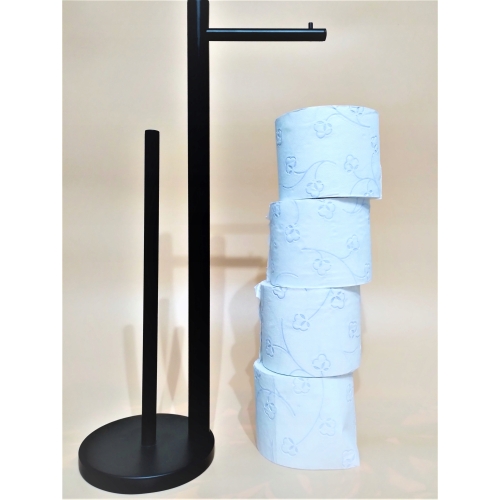 CZARNY STOJAK NA PAPIER TOALETOWY + 4 ROLKI GRATIS