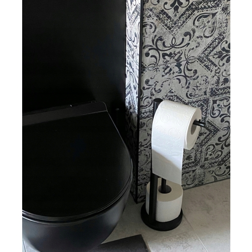 CZARNY STOJAK NA PAPIER TOALETOWY + 4 ROLKI GRATIS