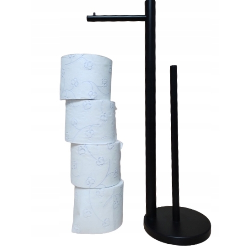 CZARNY STOJAK NA PAPIER TOALETOWY + 4 ROLKI GRATIS