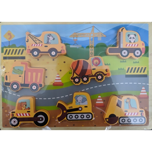 DREWNIANE PUZZLE XL ZWIERZĘTA BUDOWA DROGI MM 84
