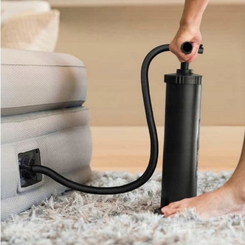 MATERAC DWUOSOBOWY MOCNY WYSOKI INTEX WELUROWY ZESTAW Z POMPĄ TŁOKOWĄ DUŻY