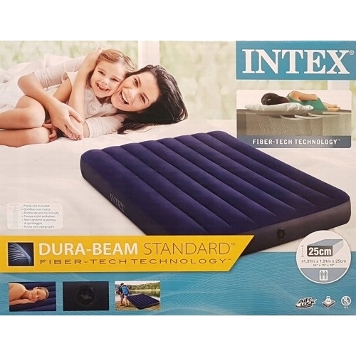 MATERAC DWUOSOBOWY MOCNY WYSOKI INTEX WELUROWY ZESTAW Z POMPĄ TŁOKOWĄ DUŻY