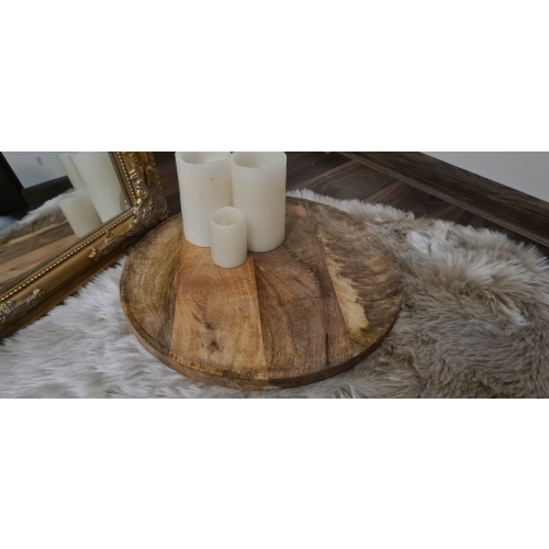 Patera Taca dekoracyjna deska do krojenia drewno Teak okrągła ozdobna 37 cm
