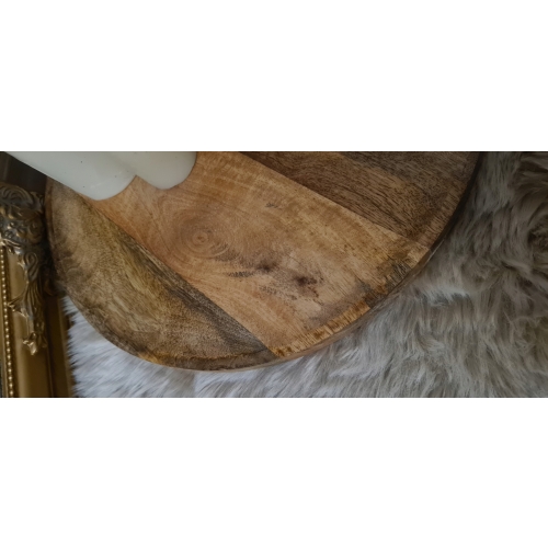 Patera Taca dekoracyjna deska do krojenia drewno Teak okrągła ozdobna 37 cm