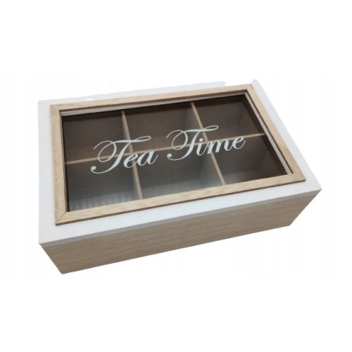 Drewniane Pudełko na Herbatę Herbaciarka Pojemnik Box Organizer TEA TIME 78