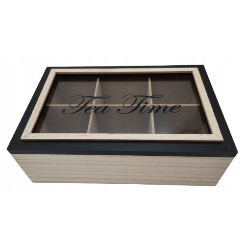 Drewniane Pudełko na Herbatę Herbaciarka Pojemnik Box Organizer TEA TIME 78
