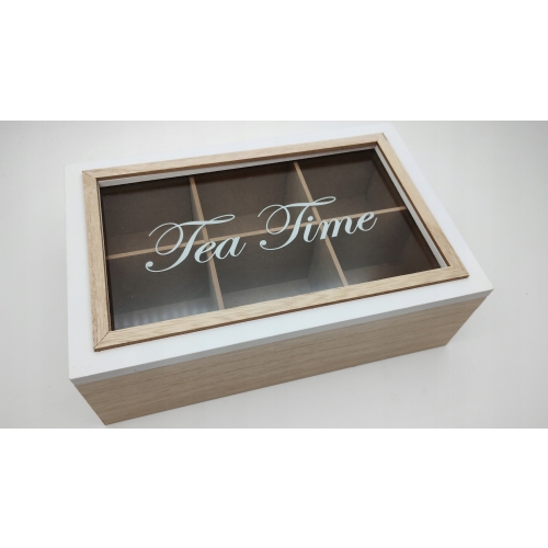 Drewniane Pudełko na Herbatę Herbaciarka Pojemnik Box Organizer TEA TIME 37