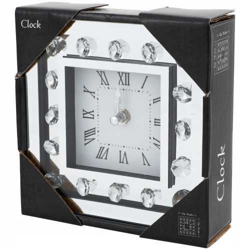 Zegar ścienny z diamentami STYL GLAMOUR 34 x 34 cm