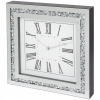 Zegar ścienny szklany z ozdobnymi diamentami na baterie Srebrny 34 x 34 cm