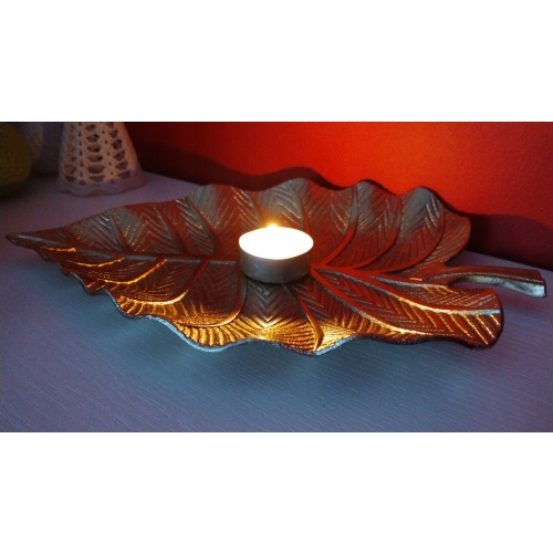 PATERA ALUMINIOWA DEKORACJA LIŚĆ CZARNY 28 x 18 cm