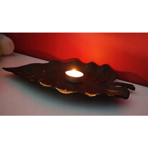 PATERA ALUMINIOWA DEKORACJA LIŚĆ CZARNY 28 x 18 cm