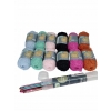 WŁÓCZKA BROKATOWA COTTON ZESTAW 12 SZTUK 6 KOLORÓW