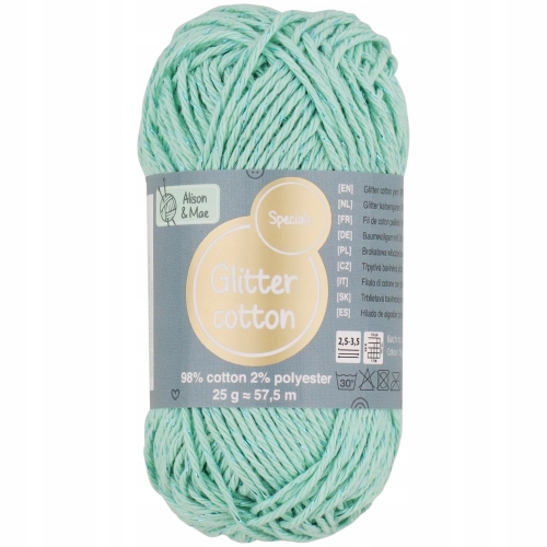 WŁÓCZKA BROKATOWA COTTON ZESTAW 12 SZTUK 6 KOLORÓW