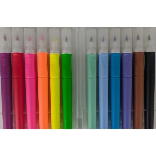 PISAKI FLAMASTRY MAZAKI PĘDZELKOWE 12 SZT ETUI 412