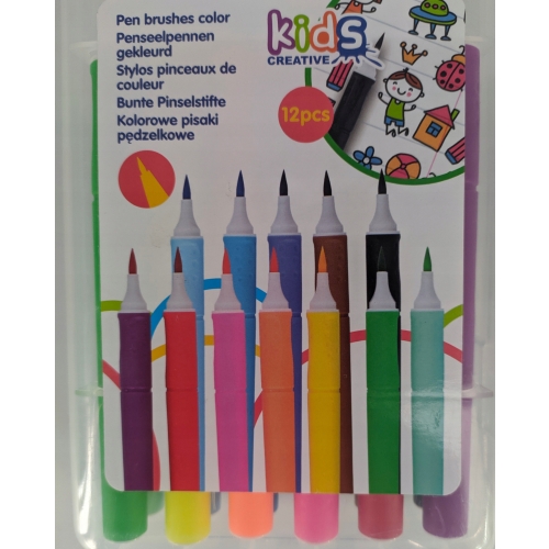PISAKI FLAMASTRY MAZAKI PĘDZELKOWE 12 SZT ETUI 412