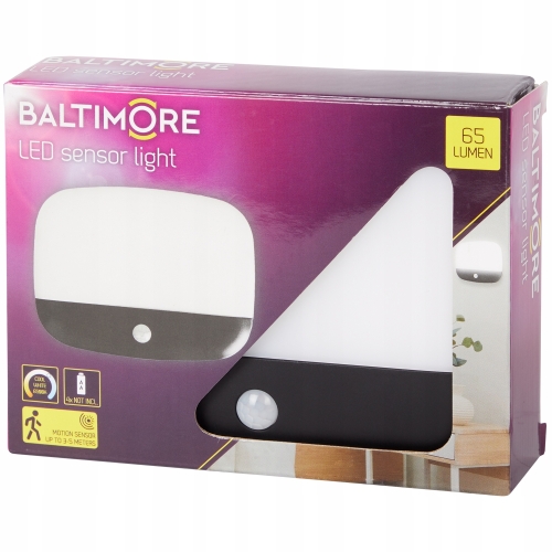 LAMPA Z CZUJNIKIEM RUCHU WEWNĘTRZNA BALTIMORE LED CZARNA 14,3 x 11x 2.5 cm