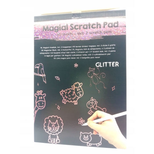 Magiczny zeszyt blok zdrapka WYDRAPYWANKA GLITTER