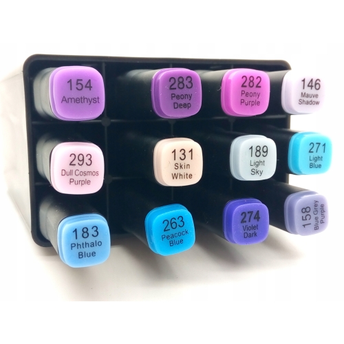 Markery Twinmarkery podwójne alkoholowe niebieskie MIX 12 szt 150 - 180