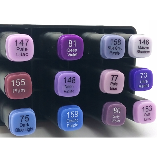 Markery Twinmarkery podwójne alkoholowe niebieskie MIX 12 szt 150 - 180