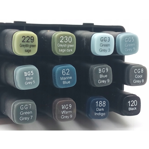 Markery Twinmarkery podwójne alkoholowe niebieskie MIX 12 szt 150 - 180