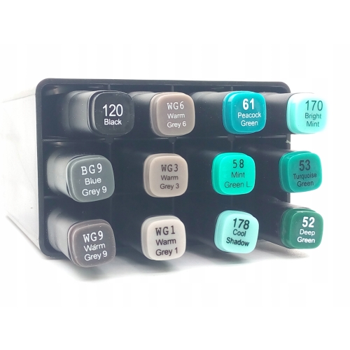 Markery Twinmarkery podwójne alkoholowe niebieskie MIX 12 szt 150 - 180