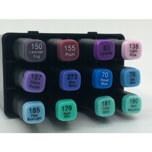 Markery Twinmarkery podwójne alkoholowe niebieskie MIX 12 szt 150 - 180