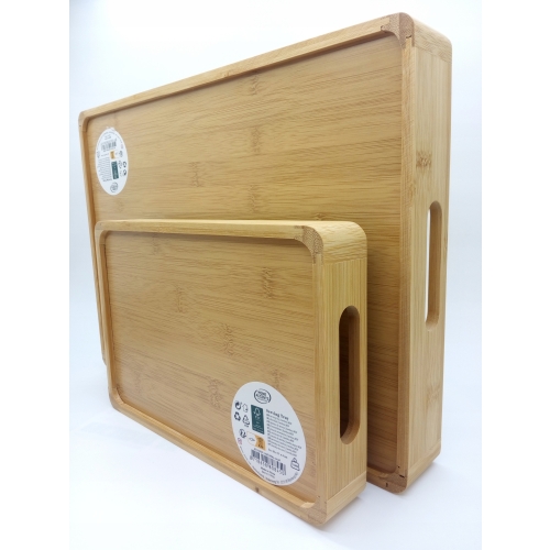 TACA BAMBUSOWA JASNA DUŻA ŚNIADANIOWA DO SERWOWANIA DEKORACYJNA 38 X 28 CM