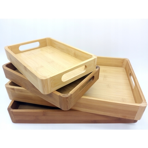 TACA BAMBUSOWA JASNA DUŻA ŚNIADANIOWA DO SERWOWANIA DEKORACYJNA 38 X 28 CM