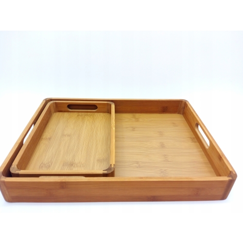 TACA BAMBUSOWA JASNA DUŻA ŚNIADANIOWA DO SERWOWANIA DEKORACYJNA 38 X 28 CM
