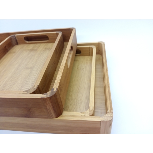 TACA BAMBUSOWA JASNA DUŻA ŚNIADANIOWA DO SERWOWANIA DEKORACYJNA 38 X 28 CM
