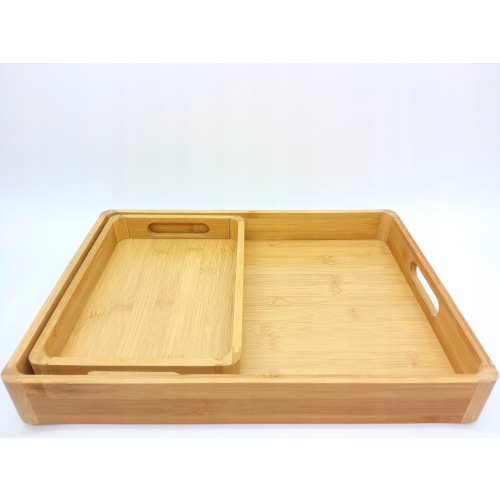 TACA BAMBUSOWA JASNA DUŻA ŚNIADANIOWA DO SERWOWANIA DEKORACYJNA 38 X 28 CM