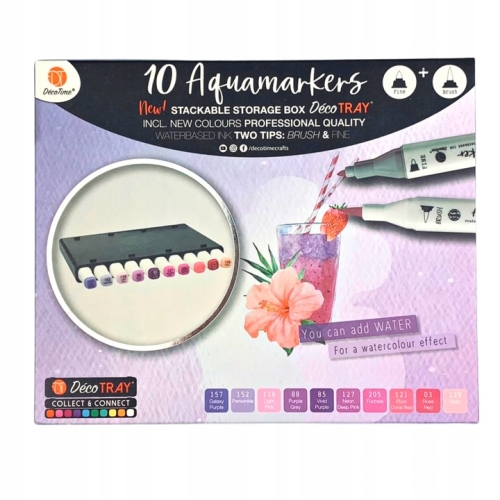 Markery akwarelowe wodne podwójne niebieskie w filiżance 10 szt 191 - 00