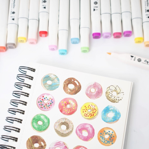 Markery akwarelowe wodne podwójne niebieskie w filiżance 10 szt 191 - 00