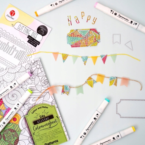 Markery akwarelowe wodne podwójne niebieskie w filiżance 10 szt 191 - 00