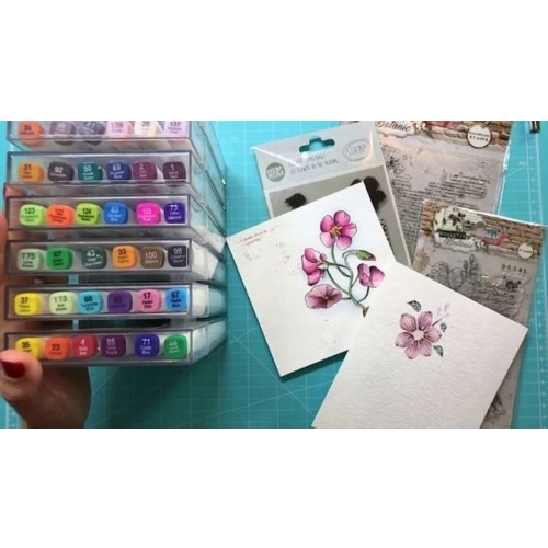 Markery akwarelowe wodne podwójne niebieskie w filiżance 10 szt 191 - 00